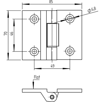 neuvedená Záves na brány INOX, AISI316, L=70mm