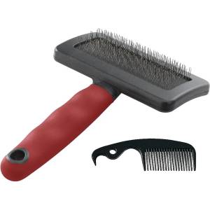 Ferplast Dog and cat slicker brush - Четка за кучета и котки за финно разресване на козината + гребен, 16, 5 x 11, 4 x h 3, 3 см