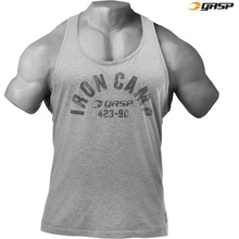 Gasp Throwback tank GREY MELANGE pánske športové fitness voľné tielko svetle šedé
