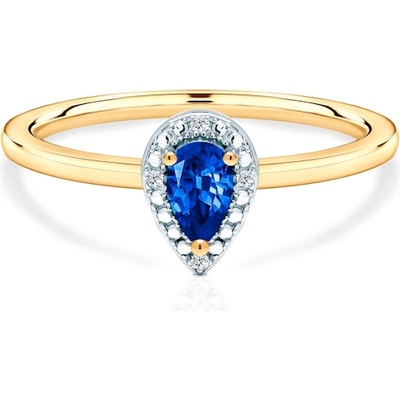 SAVICKI Годежен пръстен Savicki: двуцветно злато, син сапфир, диаманти