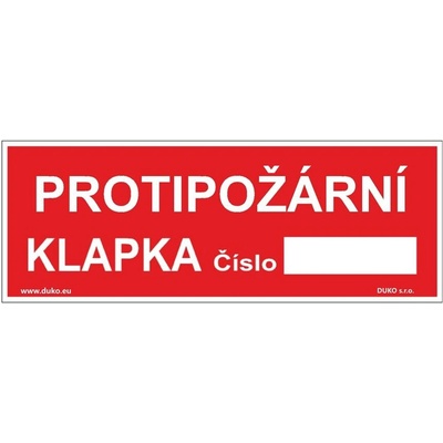 DUKO PROTIPOŽÁRNÍ KLAPKA Formát: 150 x 55 mm