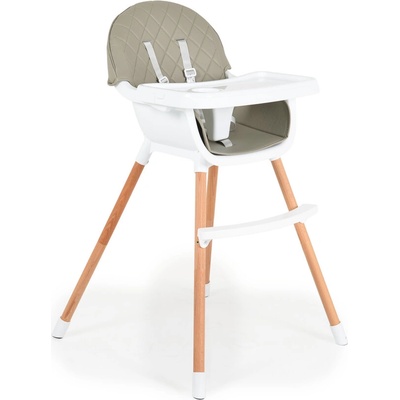 Cangaroo Дървен стол за хранене Gelato 2в1 сив