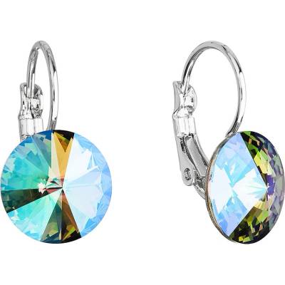 Swarovski Elements Rivoli vlepený krystal 12mm - Ocelové náušnice visací zelené fialové kulaté 51002.5 Paradise Shine