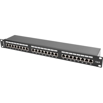 Lanberg Пач панел Lanberg patch panel 24 port 1U CAT. 6 shielded black (PPS6-1024-B)