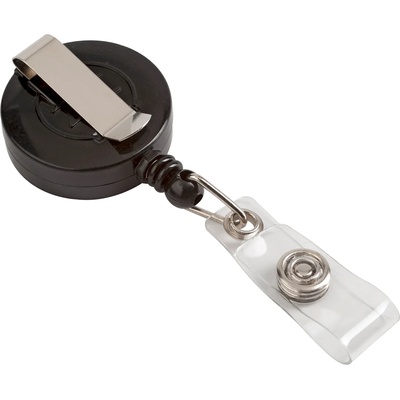 Foska Ретрактор ролетен държач за бадж, кръгъл, чeрeн, 100 броя (1076140023)