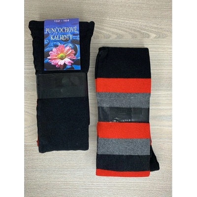 Dotex D&D Dámské bavlněné punčocháče hrubé pruhy černá s červenou