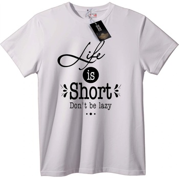 NOONEBRAND Тениска Животът е кратък, не бъди мързелив - 2XL, Black
