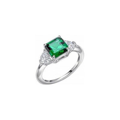 Diamonfire Strieborný prsteň Emerald R3998