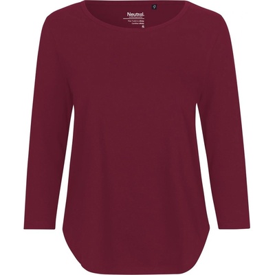 Neutral Dámské tričko s 3/4 rukávem z organické Fairtrade bavlny Bordeaux