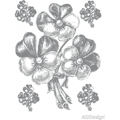 Ag Design AGF00458 samolepící dekorace Grey flowers F 0458 Fialky rozměry 65 x 85 cm