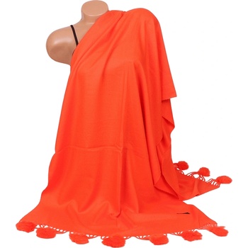 Image 1 of Кашмирен шал в оранжево с пухчета