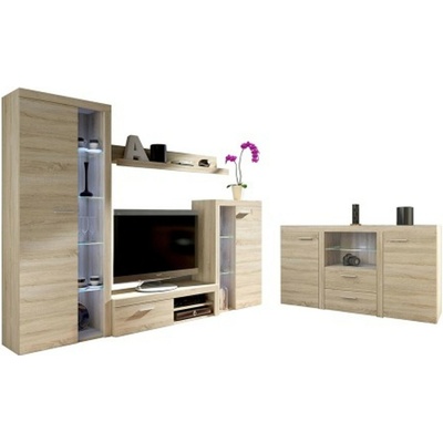 Noka s komodou Olimp dub sonoma varianta LED osvětlení – Zboží Dáma