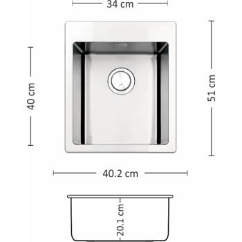 Image 1 of Leks MEGA 402 FI Мивка за вграждане на едно ниво с плота