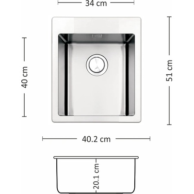 Leks MEGA 402 FI Мивка за вграждане на едно ниво с плота