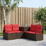vidaXL Комплект дивани 5 бр. Кафяво и червено 177 x 177 x 85 см (3447797)