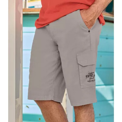 Atlas For Men Ľahké plátenné kapsáčové bermudy Sivá