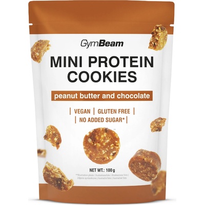 GymBeam Мини протеинови бисквити 100 g фъстъчено масло с шоколад