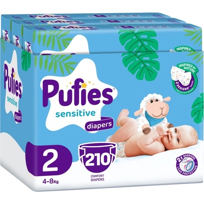 pufies Бебешки пелени Pufies Sensitive - Размер 2, 4-8 kg, 210 броя (54000187)