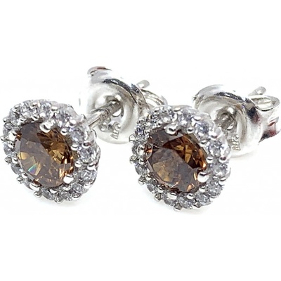 Jan Kos jewellery zlaté náušnice s hnědým kamenem 59632430