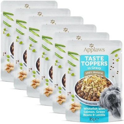 Applaws Dog Taste Toppers in Gravy biela ryba losos fazuľky a šošovica 6 x 85 g