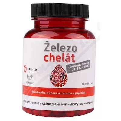 Galmed Železo chelát+vit.B9+vit.B12+vit.C 60 kapsúl