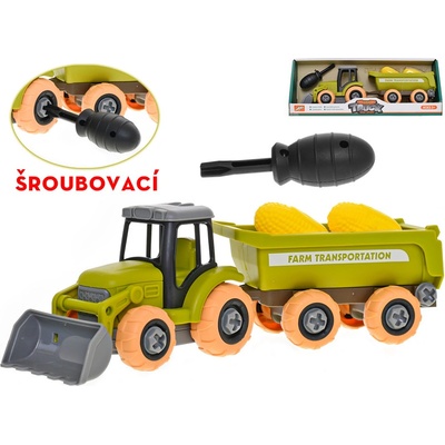 Mikro trading Traktor šroubovací 28 cm s vlečkou a klasy