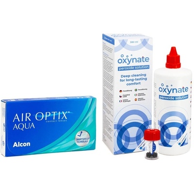 Alcon Air Optix Aqua 6 čoček + Oxynate Peroxide 380 ml s pouzdrem