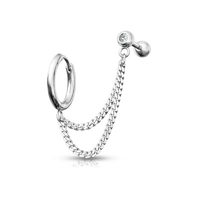 Šperky4U náušnice a cartilage piercing do ucha s řetízkem CP1071-ST