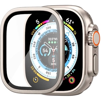 Spigen Калено стъклено защитно покритие с алуминиева рамка за Apple Watch Ultra, Ultra 2, Ultra 3 49мм - Spigen Glass GLAS. tR Slim Pro Tempered Galss (титан-прозрачен) (AGL06161)