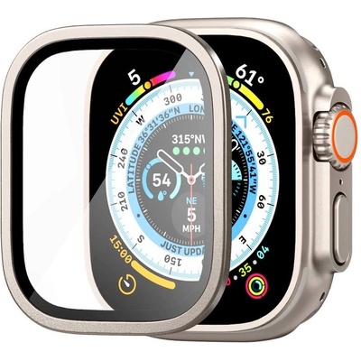 Spigen Калено стъклено защитно покритие с алуминиева рамка за Apple Watch Ultra, Ultra 2, Ultra 3 49мм - Spigen Glass GLAS. tR Slim Pro Tempered Galss (титан-прозрачен) (AGL06161)