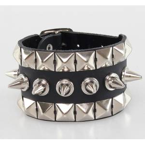 Black & metal гривна ПИРАМИДИ + ШИПЦИ - bwz-493