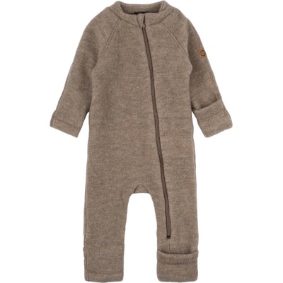 Merino overal na zips bez kapucne vyhrňovací hnedý Melange Denver Mikk Line NOOS
