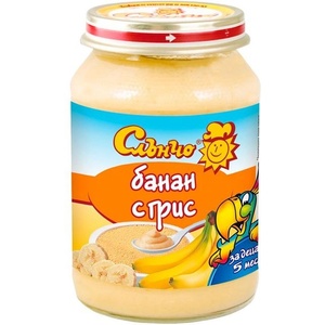 Слънчо Плодов десерт Слънчо - Банани с грис, 190 g (2460) - baby