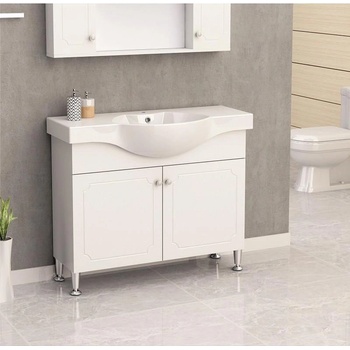 Inter Ceramic Долен шкаф за баня ICP 10080 "АЙВЪН" Inter Ceramic, PVC, бял, с две врати, с умивалник, 102.5x85x48см (10080)