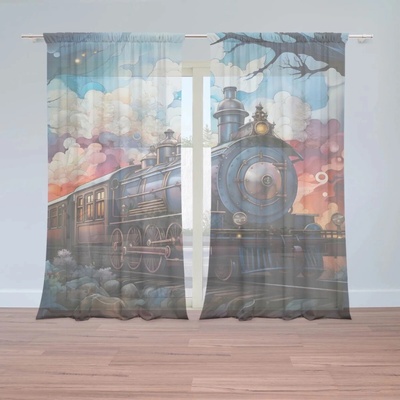 Sablio Záclony Parní lokomotiva v kouzelné krajině: 2ks 150x250cm