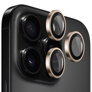 Blueo Протектор камера за iPhone 16 Pro / iPhone 16 Pro Max - оригинален протектор за обектив с метална рамка - златен титан
