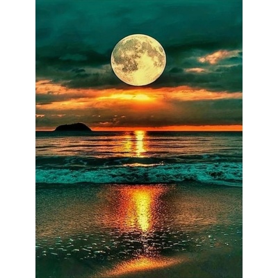 Norimpex - Puzzle Diamant painting: Full moon over the ocean 30x40 cm - 1 - 39 piese