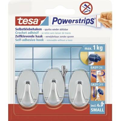 tesa POWERSTRIPS® háčik tesa Powerstrip® malý oválny chróm Množstvo: 3 ks