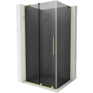 Mexen Velar L плъзгаща се душ кабина 100 x 70 см, графит, четкано злато - 871-100-070-43-55 (871-100-070-43-55)