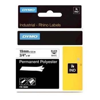 DYMO Rhino 18484, 19mm x 5, 5m черен печат / бял фон, оригинална лента (18484)