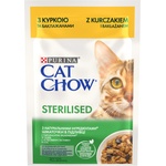  Паучове за котки purina cat chow sterilised, за кастрирани котки над 1 година с пиле и патладжан - 0.085кг