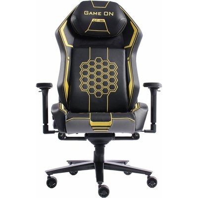 RFG Геймърски стол RFG Game on, до 130kg, еко кожа, Class 4 газов амортисьор, метална база, люлеещ механизъм, черно-жълт