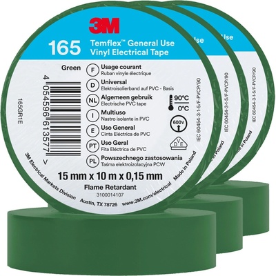 3M Izolačná páska Temflex 165 15 mm x 10 m x 0,15 mm zelená 3 ks