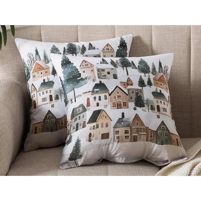 Xpose ZASNĚŽENÁ VESNICE digitální tisk 2 ks Bavlna 43 x 43 cm – Zboží Dáma