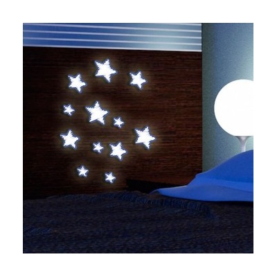 Crearreda Samolepicí dekorace FM S Glow Star 59506 Svítící hvězdy 1 arch, rozměry 15x31 cm