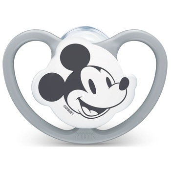Nuk Силиконова залъгалка Nuk - Space Mickey, 0-6 m, сива, с кутийка (10730716)