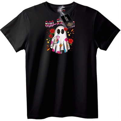 NOONEBRAND Тениска Бу-Ра Призрак с Цветя - 2XL, Black