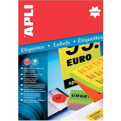 Етикети Apli червен неон 64x33.9 mm А4 20 л (1110168-64-2872)