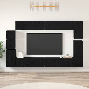 vidaXL Комплект ТВ шкаф 9 бр. Черния дъб Инженерна дървесина (3393490)