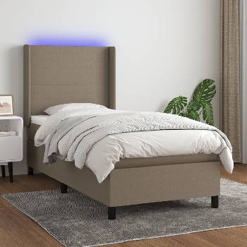 vidaXL Боксспринг легло с матрак и LED, таупе, 90x200 см, плат (3138129)
